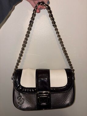 Brighton Black and White Two-Tone Shoulder Bag with Chain Strap